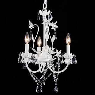 C Cattleya 3-Light White Candle-Style Crystal Chandelier CA2103-H | The Home Depot