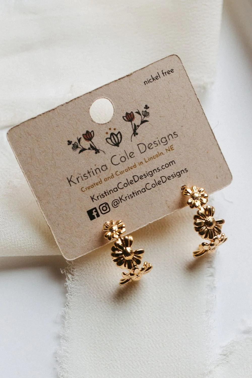 Gold Floral Hoops | Kristina Cole Designs