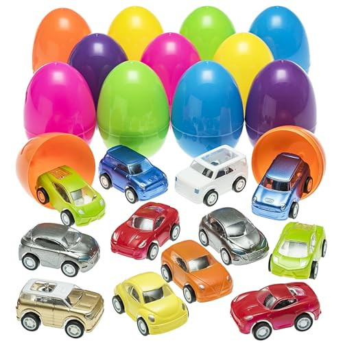 PREXTEX 12-Pack Stuffed Easter Eggs Toy with Mini Pull-Back Toy Car Inside - Easter Basket Stuffers and Fillers - Plastic Toy Gifts and Presents for Girls, Boys, Kids, Toddlers | Amazon (US)