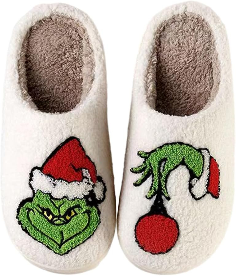 Christmas Slippers For Women Men Indoor Soft Warm Cotton Bedroom Reindeer Slippers House Memory F... | Amazon (US)