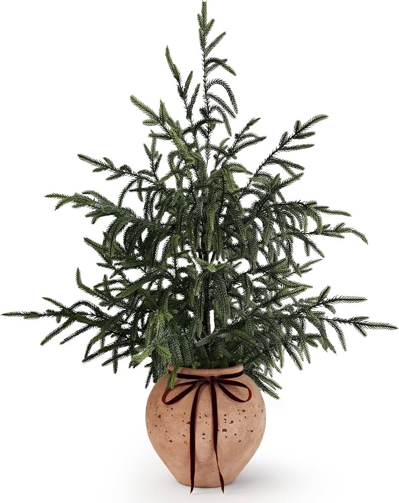 Christmas Decorations - 32" Real Touch Artificial Pine Tree in Ceramic Pot | Amazon (US)