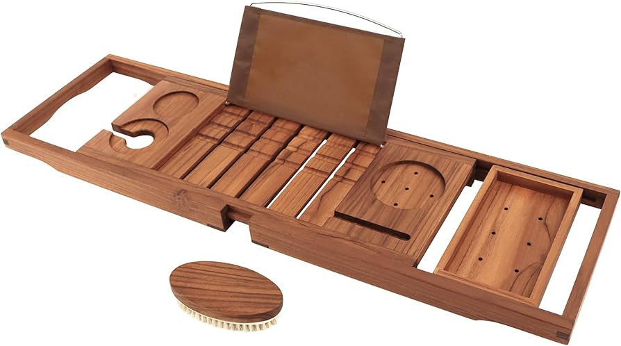 VaeFae Premium Teak Bathtub Tray, Expandable Wooden Bath Tray for Tub, Luxury Bathtub & Bathroom ... | Amazon (US)