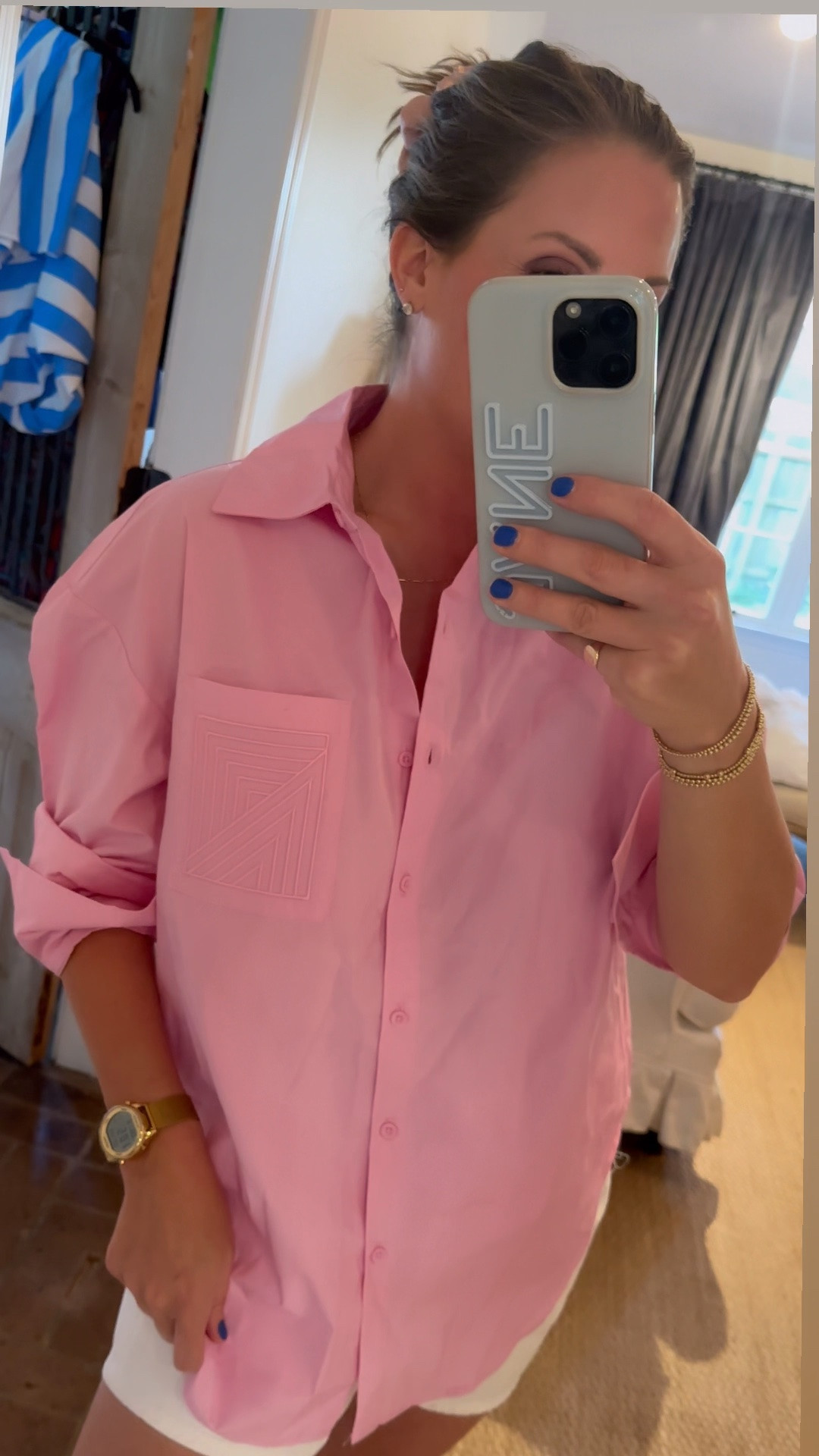 The prettiest pink button up!

#LTKootd #LTKOver40