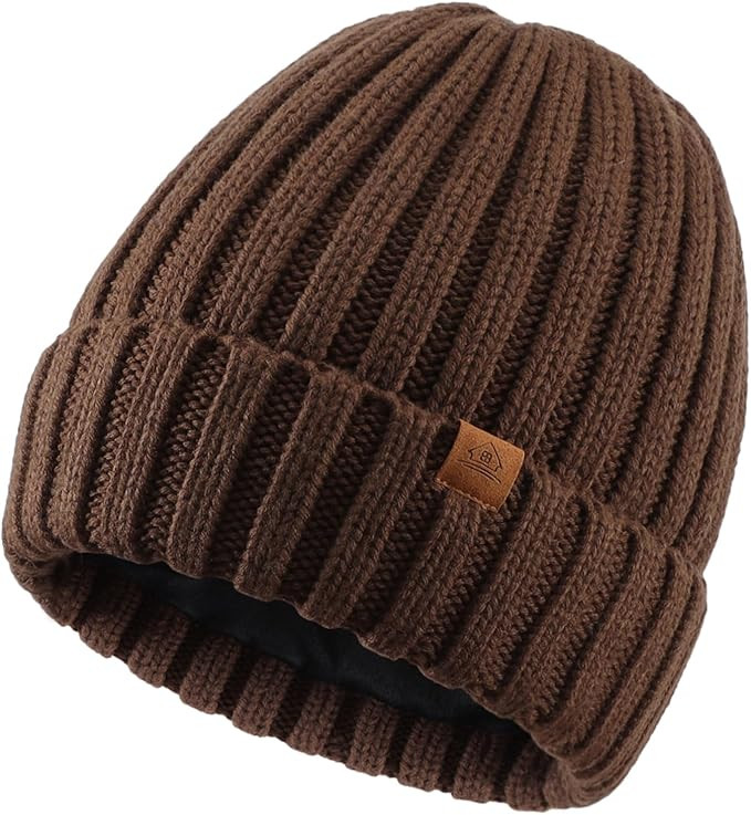 Home Prefer Mens Winter Hat Wool Fleece Lined Knit Beanie Hat Warm Stocking Caps | Amazon (US)