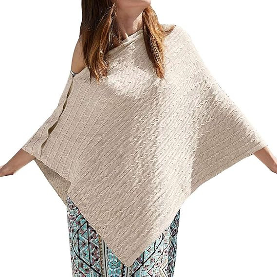 PULI Women's Versatile Knitted Shawls Scarf Poncho Sweater with Buttons Lightweight Spring Summer... | Amazon (US)