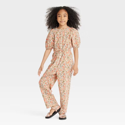 Girls' Short Sleeve Jumpsuit - Cat & Jack™ Coral | Target