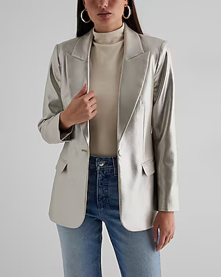 Metallic One Button Blazer | Express