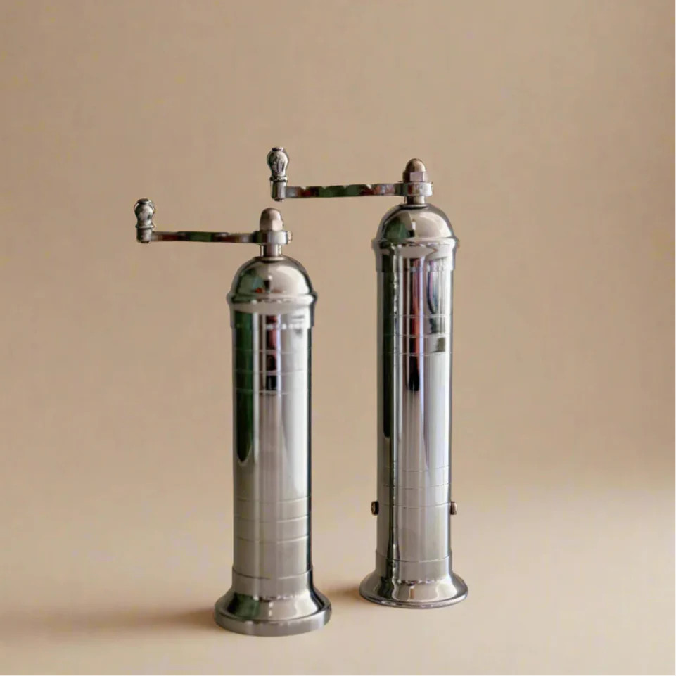 Brass Mills & Olive Wood Board Set - Chrome | Cove Home