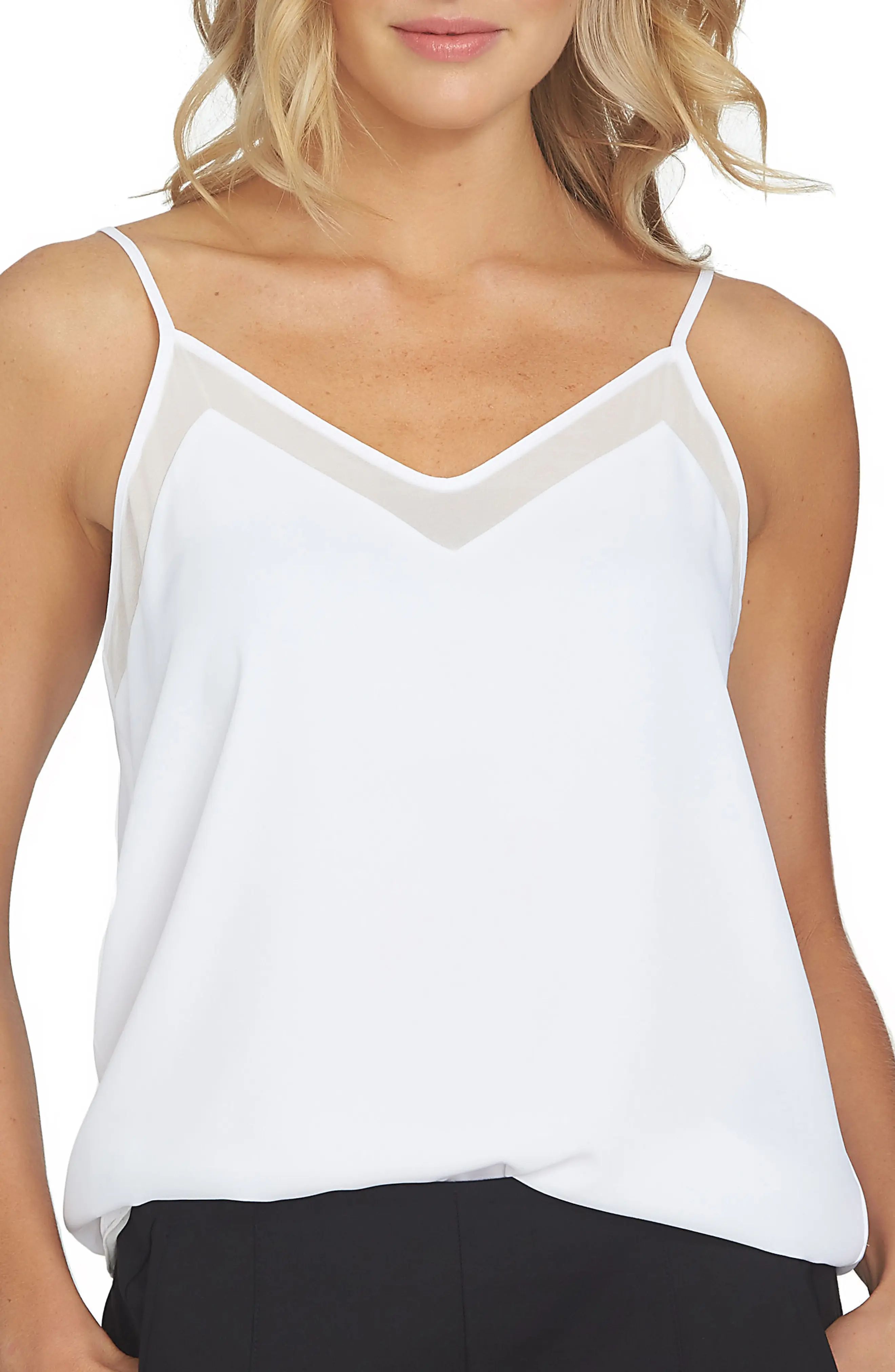 Women's 1.state Chiffon Inset Camisole, Size XX-Small - White | Nordstrom