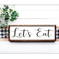 Kitchen Sign // Let's Eat Farmhouse Kitchen Sign Eat Wood Decor Wall Art | Etsy (US)