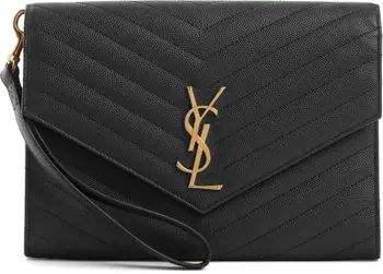 Saint Laurent Monogram Quilted Leather Clutch | Nordstrom | Nordstrom