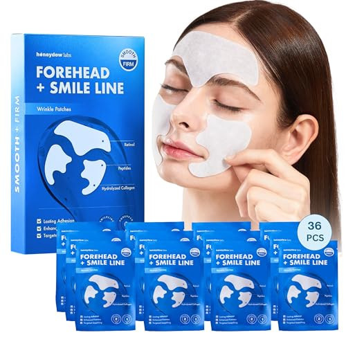 Wrinkle Patches for Forehead and Smile Line Patches 36 PCS with Hyaluronic Acid, Collagen, Peptides - Anti Wrinkle Patches - Face Tape for Wrinkles Overnight - Smoothing, Firming & Moisturizing | Amazon (US)