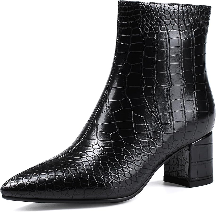 Women's Ankle Boots Pointed Toe Chunky Block Heel Short Boots for Women Low Heeled Booties | Amazon (US)