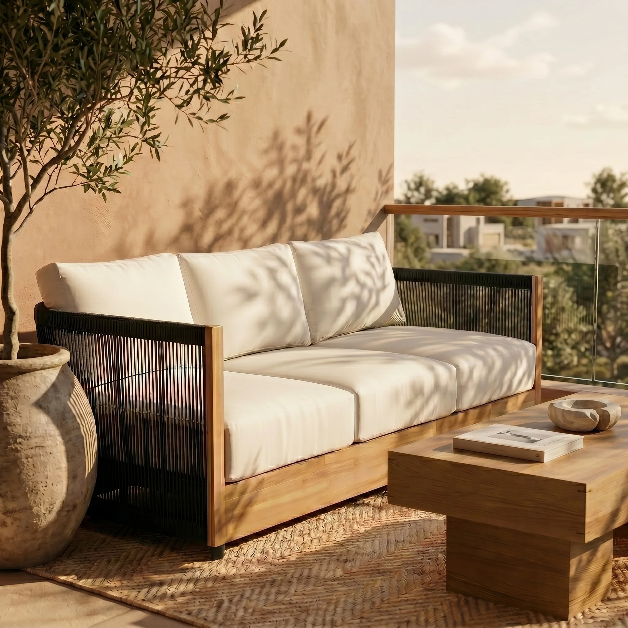 Lucca 81" Outdoor Fabric Sofa In Sand Color | Wayfair North America