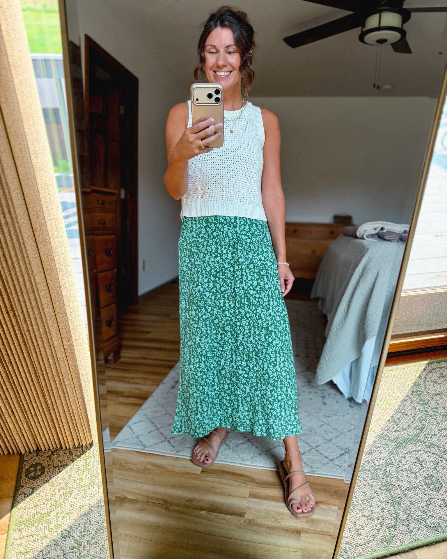 Small in my bra, small in my sweater tank and xs in my skirt (also linked similar bc sizes are selling out). My Croc sandals are size 6. 💚

#LTKPetite #LTKgrwm #LTKootd