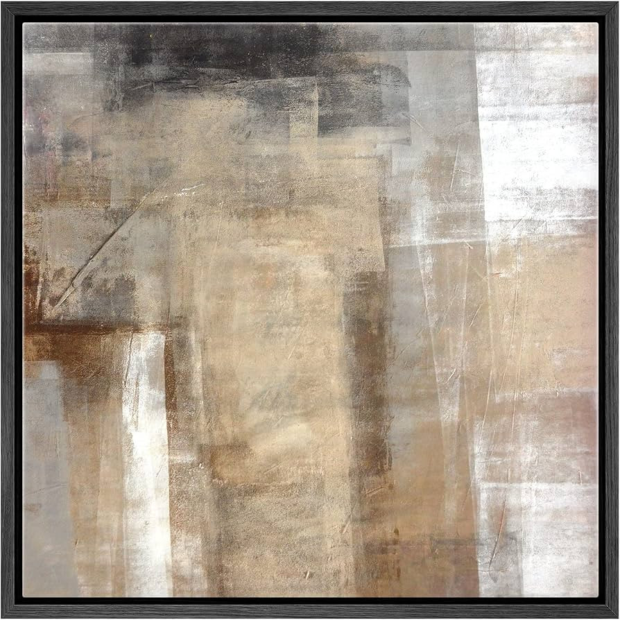 SIGNWIN Framed Canvas Print Wall Art Faded Textured Brown, Black & White Color Blocks Abstract Sh... | Amazon (US)