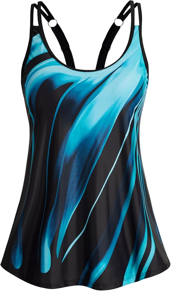 HUSKARY Tankini Tops for Women Flowy Swim Top Removable Padded Loose Fit Modest Bathing Suits No ... | Amazon (CA)