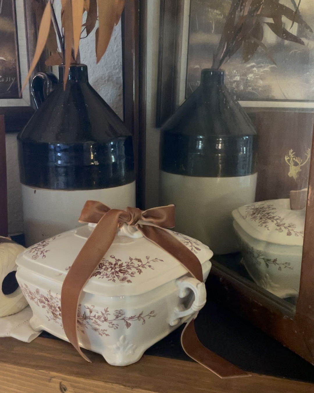 Wanna know the secret to styling a warm and cozy fall mantel?!
 Vintage decor in moody colors such as books, vintage jars and vases, and candlesticks. Then, to pull it altogether, incorporate accessories like velvet ribbon, faux pumpkins, and vintage thread spools.
Voila! A mantel for fall on a budget!

#LTKFindsUnder50 #LTKHome #LTKSeasonal