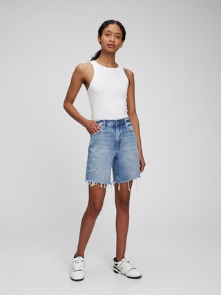 Mid Rise Loose Denim Bermuda Shorts with Washwell | Gap (US)
