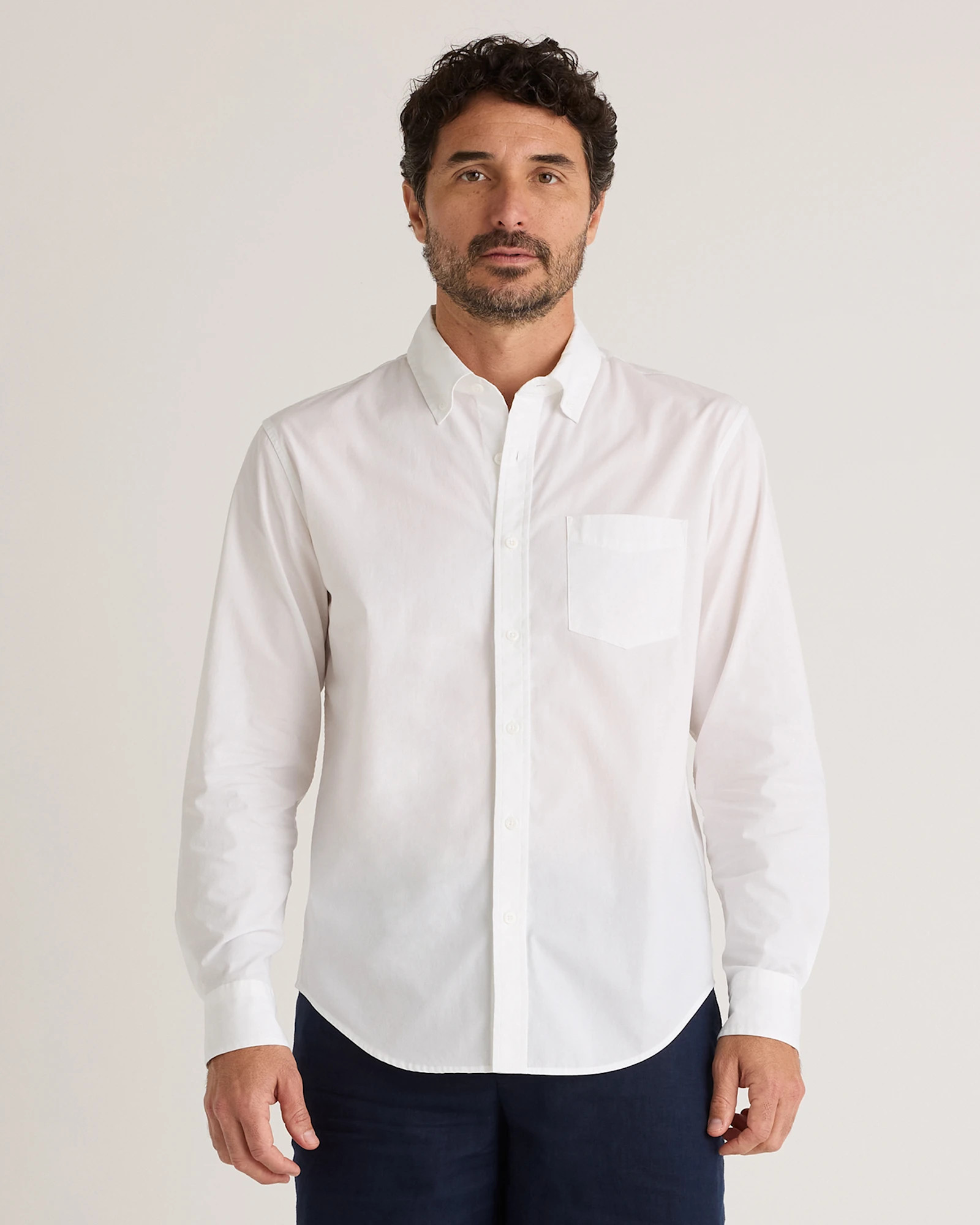 Quince | Men's Stretch Poplin Shirt in Light Grey, Size Medium, Organic Cotton | Quince