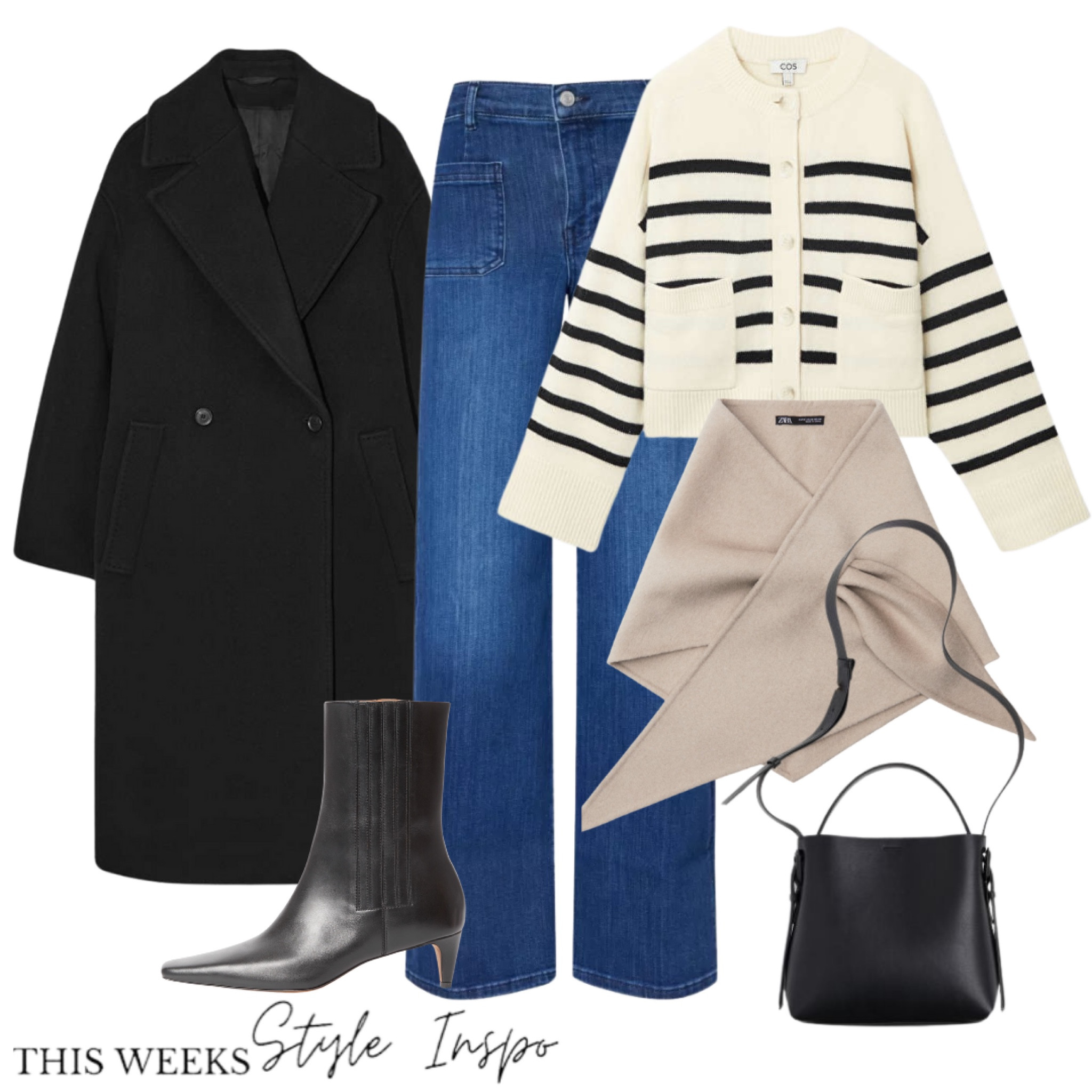 Day to day smart casual 

Striped cardigan, flared jeans, oversized black coat 

Scarf - Zara 

#LTKstyletip #LTKSeasonal