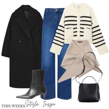 Day to day smart casual 

Striped cardigan, flared jeans, oversized black coat 

Scarf - Zara 

#LTKstyletip #LTKSeasonal