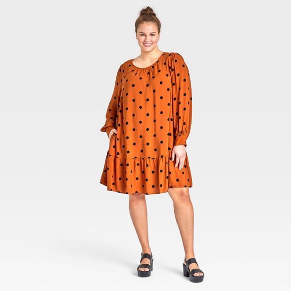 Women's Plus Size Long Sleeve Woven Dress - Ava & Viv™ | Target
