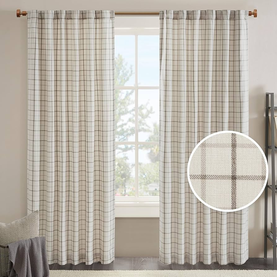 Madison Park Anaheim Cabin Plaid Curtain Window, Thermal Insulated Fleece Lining, Living Room Dec... | Amazon (US)