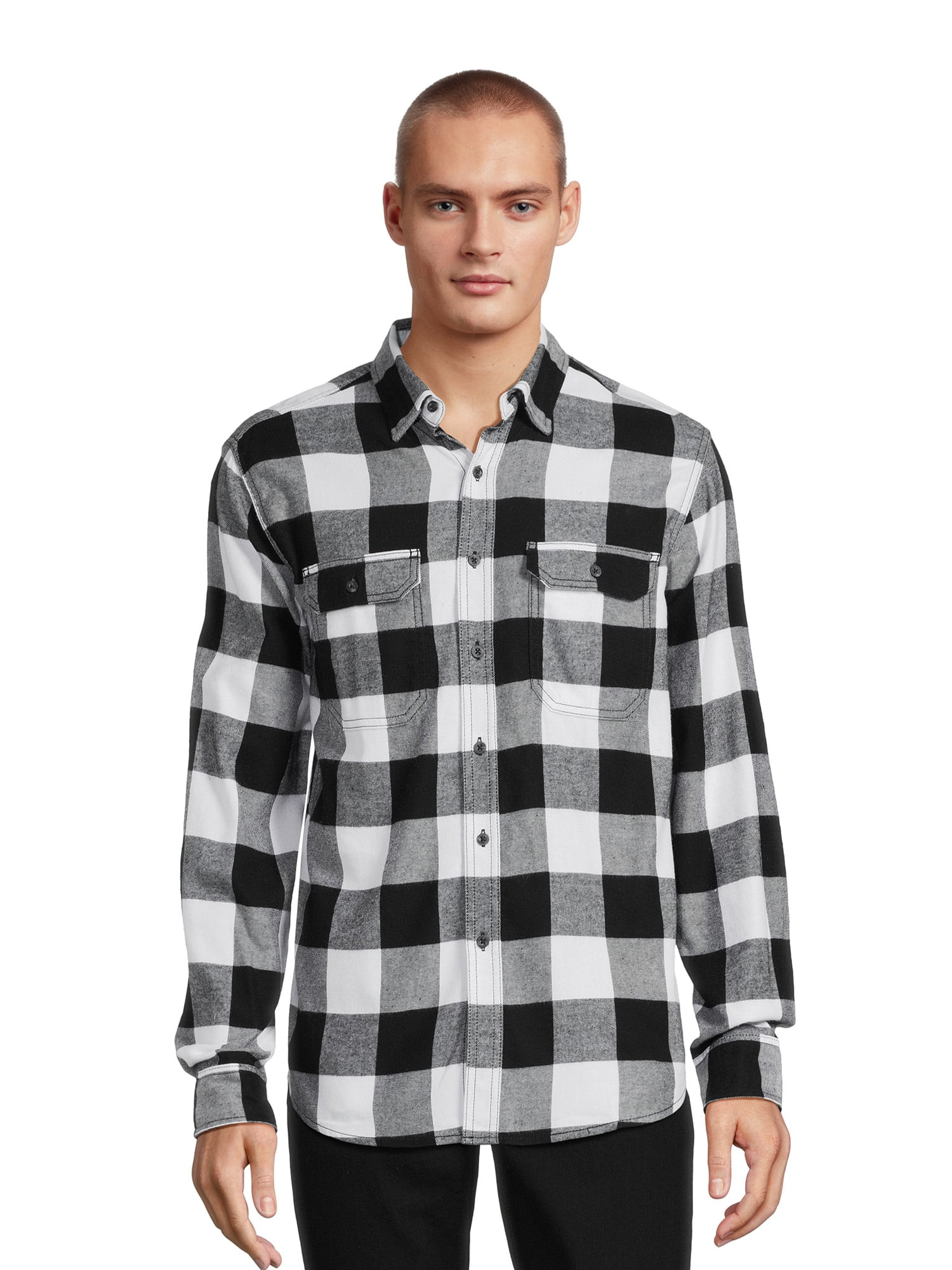 George Men's Long Sleeve Flannel Shirt, Sizes XS-3XLT | Walmart (US)