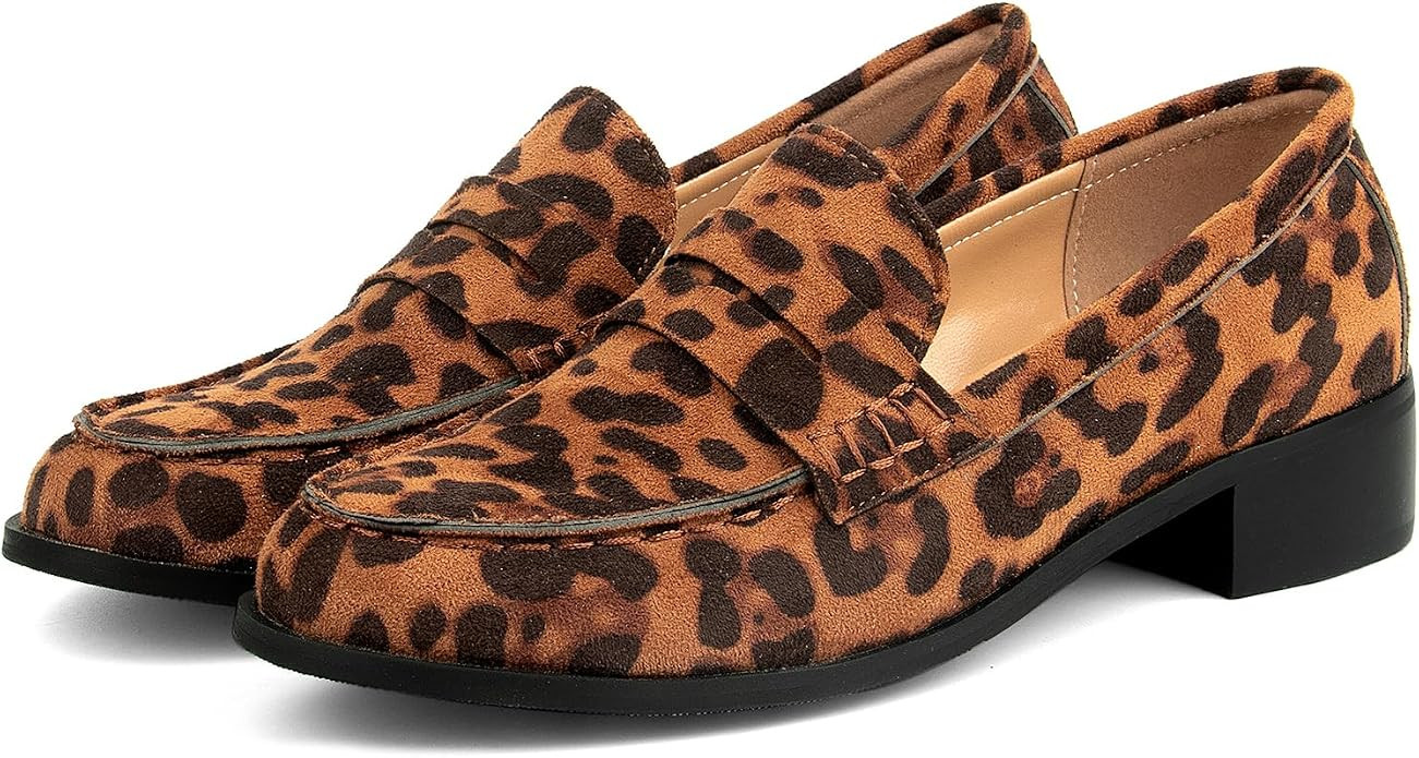 SEIFIN Women's Penny Loafers Comfortable Flat Shoes for Women Low Block Heel Moccasins Loafers Sl... | Amazon (US)