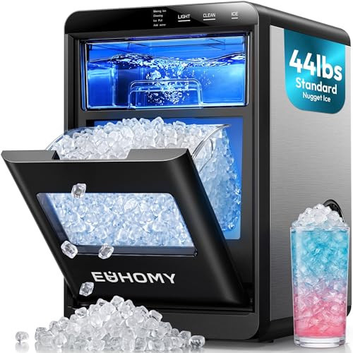 EUHOMY Nugget Ice Maker Countertop, 44Lbs/24H Sonic Ice Maker Machine, Self-Cleaning Pellet Ice Makers with Ice Scoop&Basket, Countertop Pebble Ice Maker for Home/Kitchen/Office | Amazon (US)