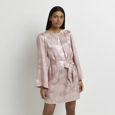 Pink satin shift mini dress | River Island (UK & IE)