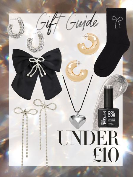 If you’re looking for stocking fillers, secret Santa ideas or just some small extra gifts, here are some Christmas gift ideas under £10. I’m amazed at some of the these… so many pieces that look so much more expensive. 🎄
Bow diamante socks | Gold chunky hoops | Diamante earrings | Party jewellery | Heart puff necklace | Silver nail varnish | Hair bow | Bow earrings | Gift ideas for women | Gift ideas for friends | Gift ideas for sisters | Gift ideas for girlfriend | Gift guide for her 

#LTKHoliday #LTKSeasonal #LTKGiftGuide