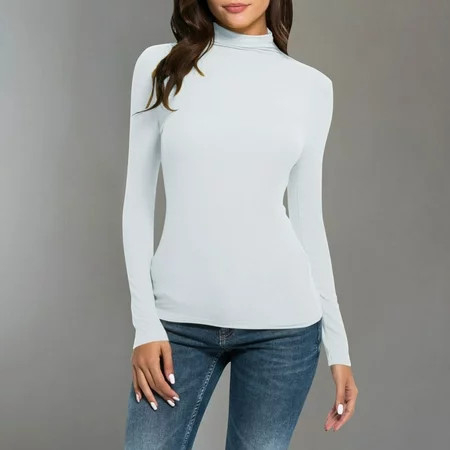 Bnwani White Turtleneck Women Dressy Casual Fashion Womens Solid Color Turtle Necks for Womens Long Sleeve | Walmart (US)