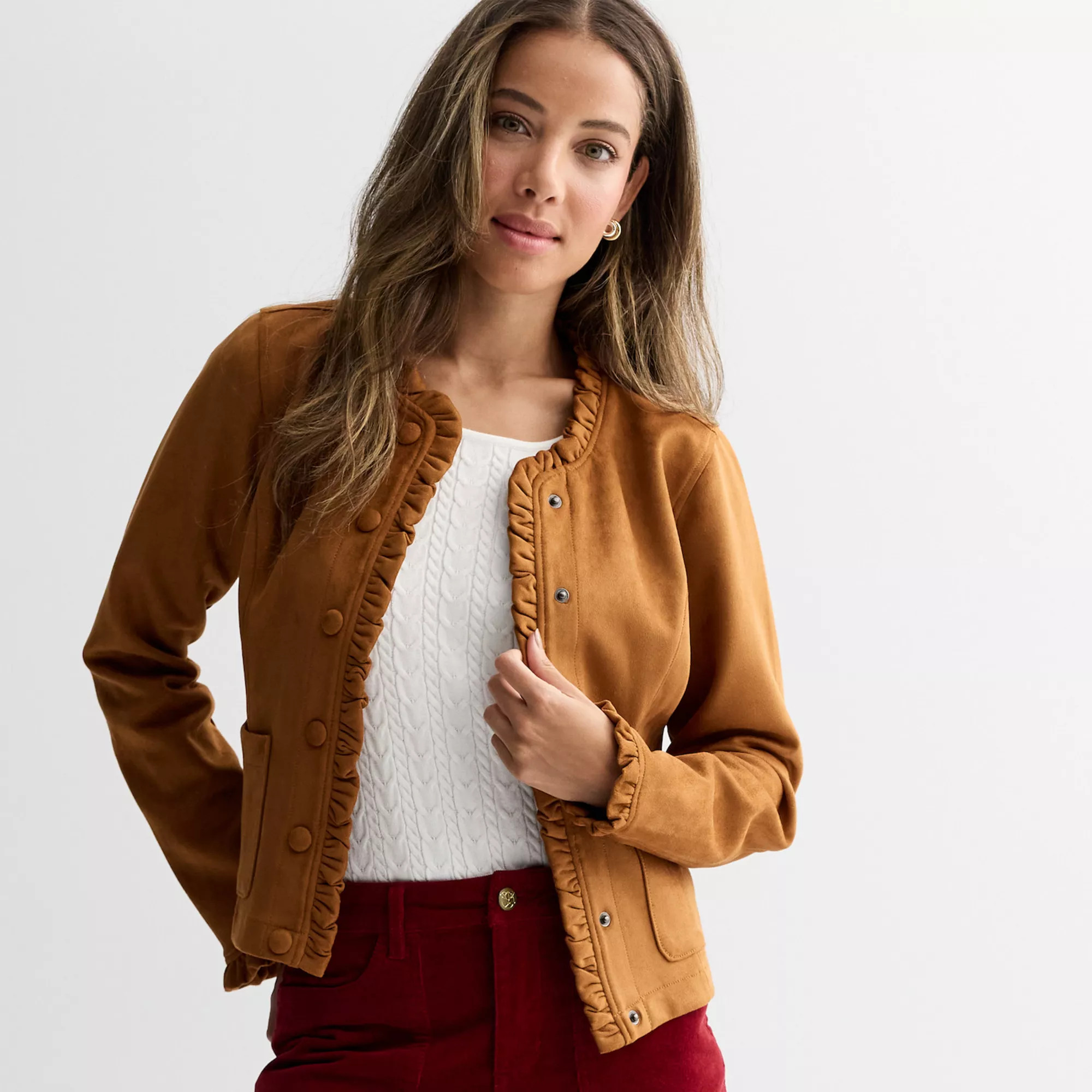 Women's Draper James Ruffle Faux Suede Jacket | Kohl's