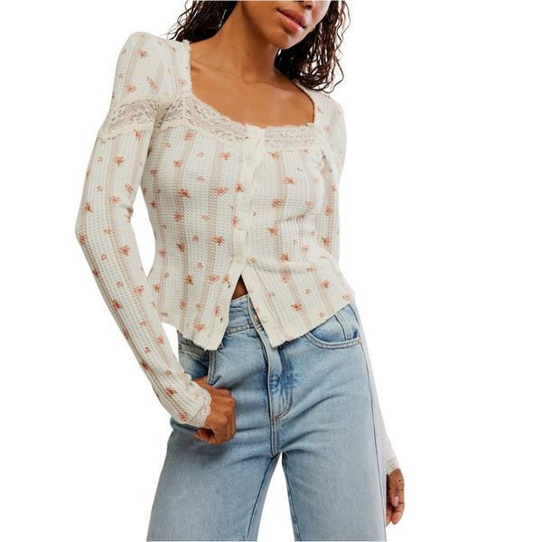 Women's Free People Printed Lets Party Cardi Long Sleeve Shirt Small Tea Combo | Scheels Sports