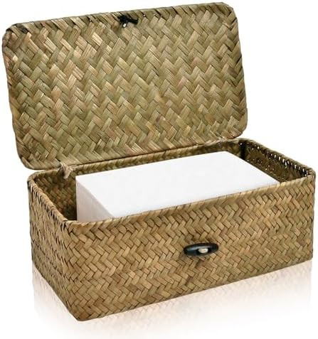 Dryer Sheet Holder, Woven Seagrass Dryer Sheet Container with Lid, Farmhouse Dryer Sheet Box Deco... | Amazon (US)