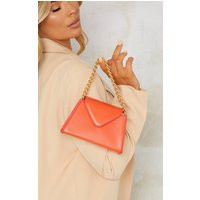 Orange Mini Envelope Gold Chain Grab Bag | PrettyLittleThing CAN