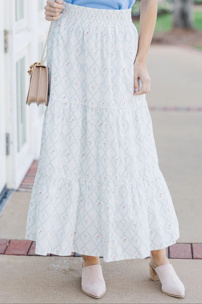 Wandering Way Cream Floral Medallion Midi Skirt | The Mint Julep Boutique