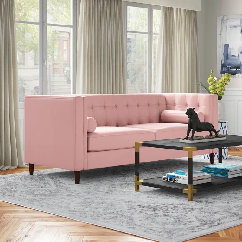 Annalise 83.4" Velvet Tuxedo Arm Sofa with Reversible Cushions | Wayfair Professional