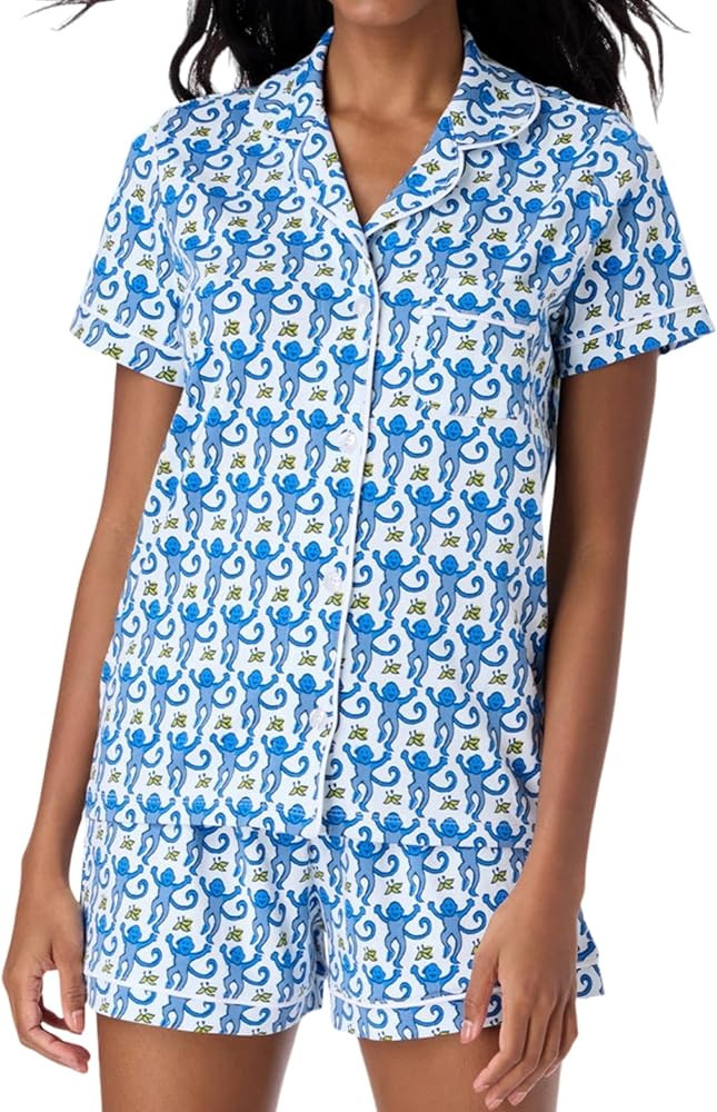 Womens Pajamas Set, 2PCS Button Down Vacation Monkey Beach Shorts Set Y2k Loungewear Pjs for Birt... | Amazon (US)