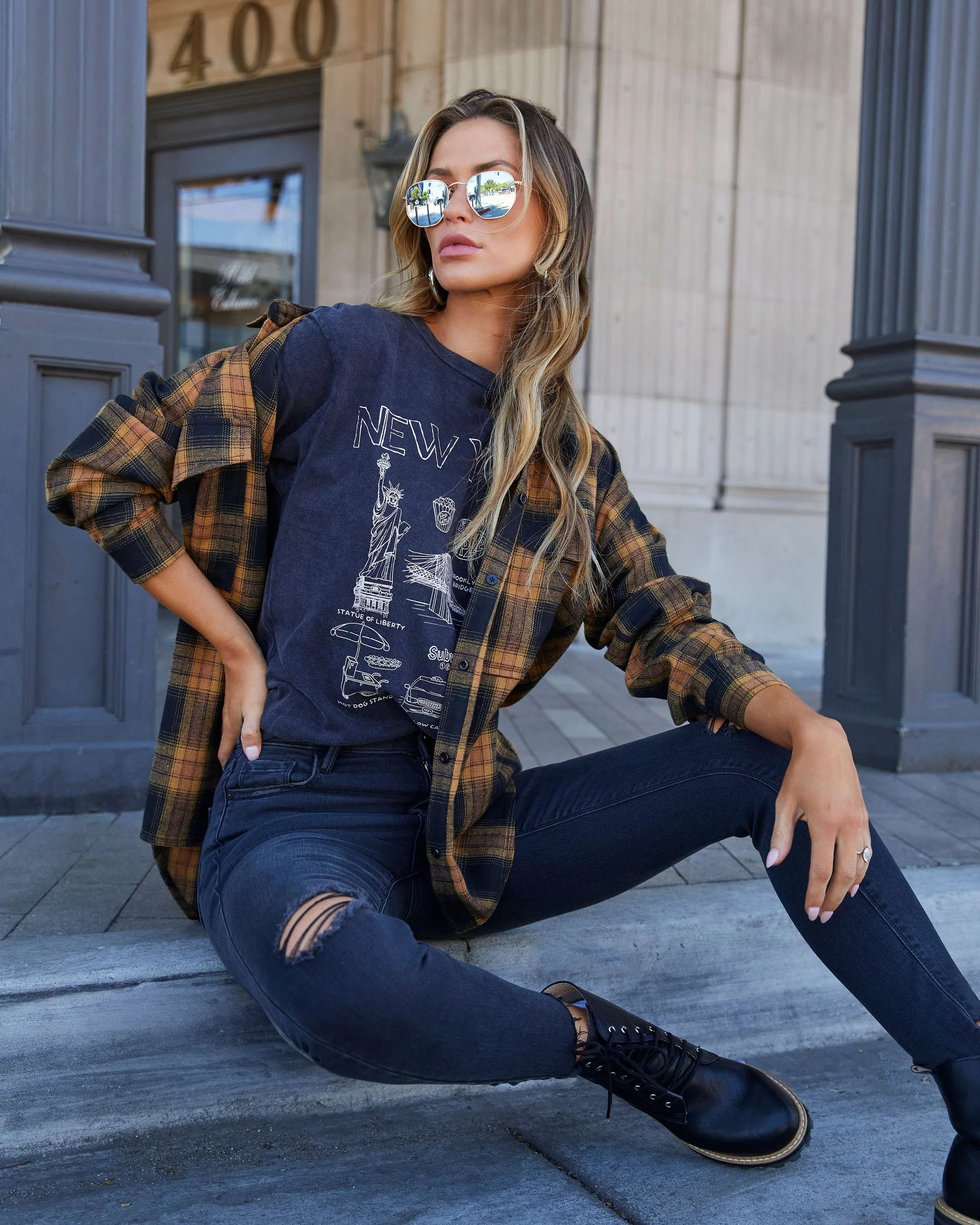 Petaluma Cotton Blend Plaid Button Down Top | VICI