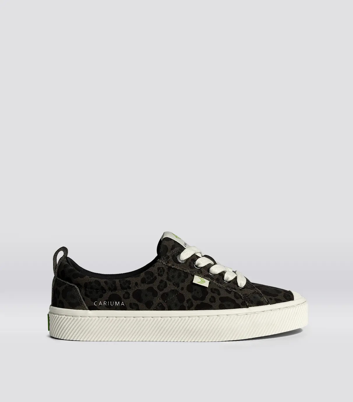 Women's Black Jaguar Print Suede Low Top Sneaker | OCA Low | Cariuma