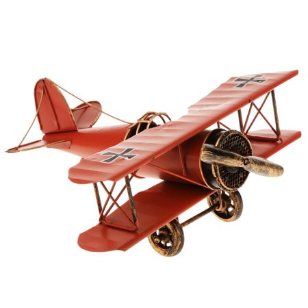 Vintage Metal Airplane Model Biplane Aircraft Home Decor Toy Red | Walmart (US)