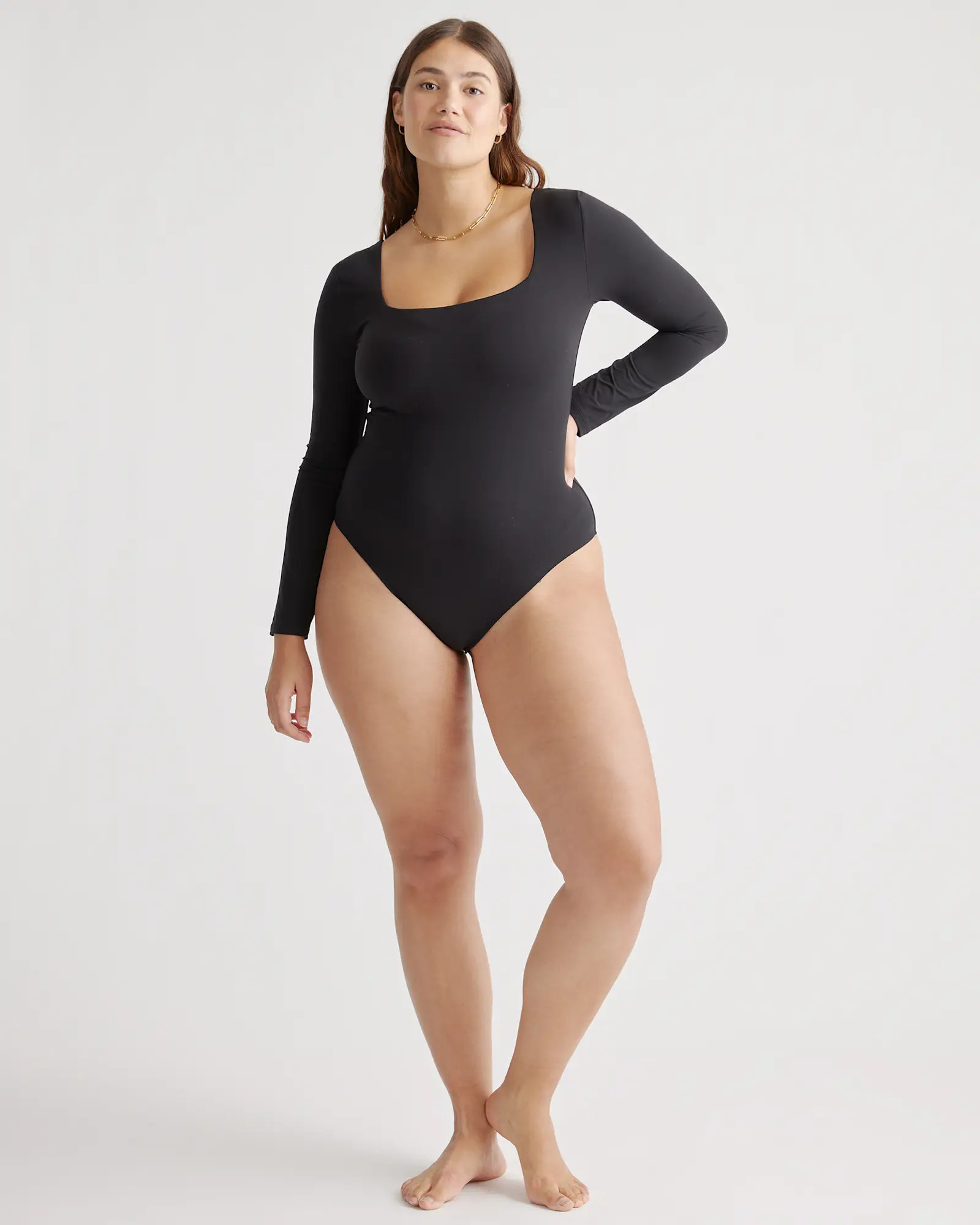 Second Skin Square Neck Long Sleeve Bodysuit | Quince