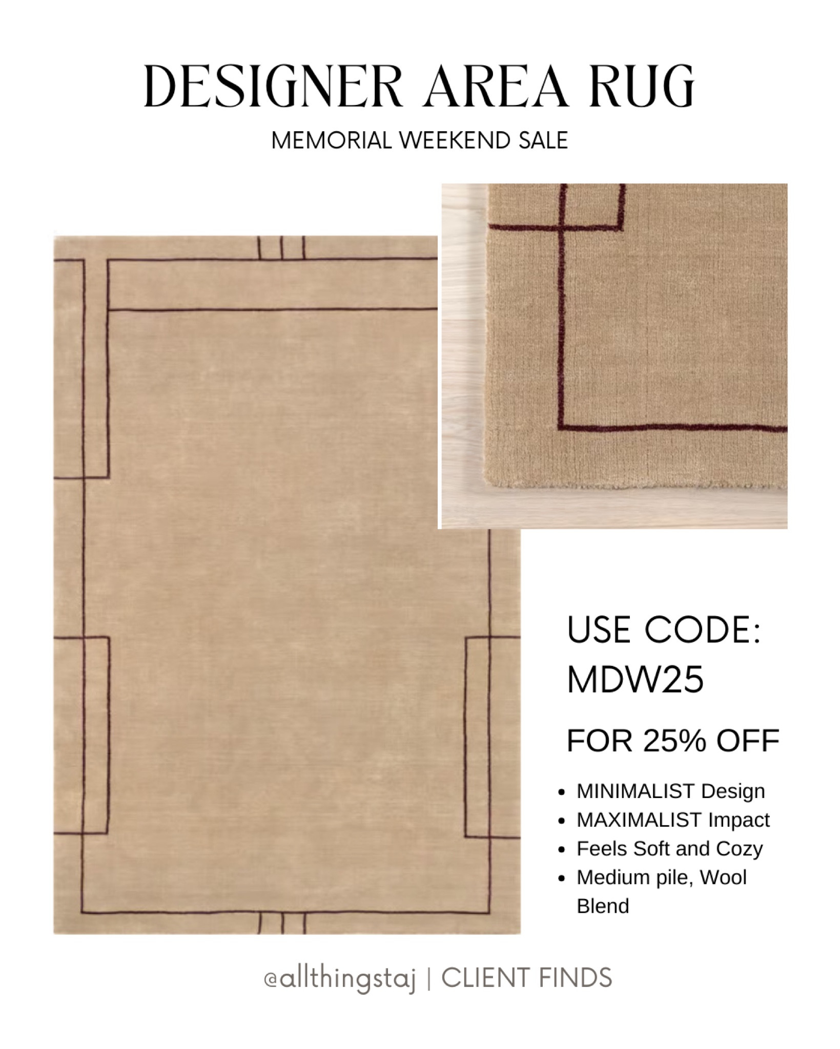 🌟🌟🌟 SALE ALERT 🌟🌟🌟

This elevated rug is Minimalist design meets maximalist impact! 😍With its warm hues and cool motif, this Rug will give your space the Wow factor. Let’s say elevated eclectic minimalism, quality materials, and approachability—for a foundation that’s undeniably exceptional ❤️‍🔥

#LTKSaleAlert #LTKHome #LTKStyleTip