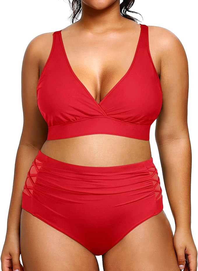 Yonique Womens Plus Size Bikini High Waisted Swimsuits Two Piece Bathing Suits Tummy Control Swim... | Amazon (US)