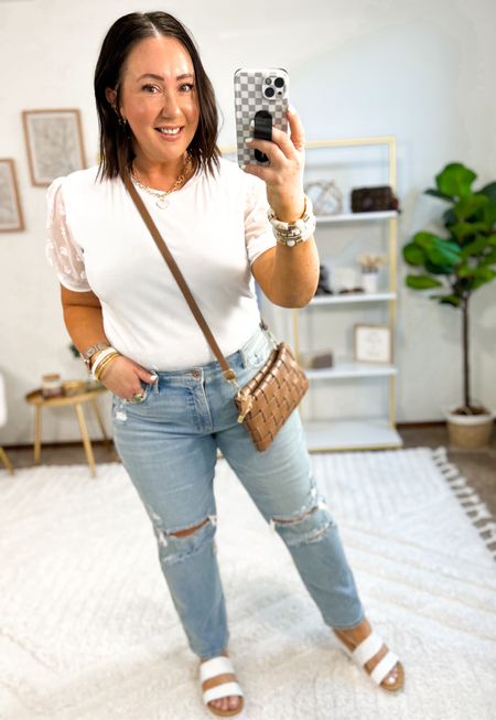 Styling this Amazon blouse with some boyfriend style jeans from Walmart and these platform sandals from Amazon!  Love this casual look!  XL top. Size 14 jeans. Sizes still left online. Sandals run tts. So comfy! 

#LTKfindsunder50 #LTKSeasonal #LTKmidsize