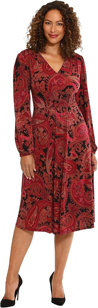 London Times Women's Smocked Empire Waist Fit and Flare Dress | Amazon (US)