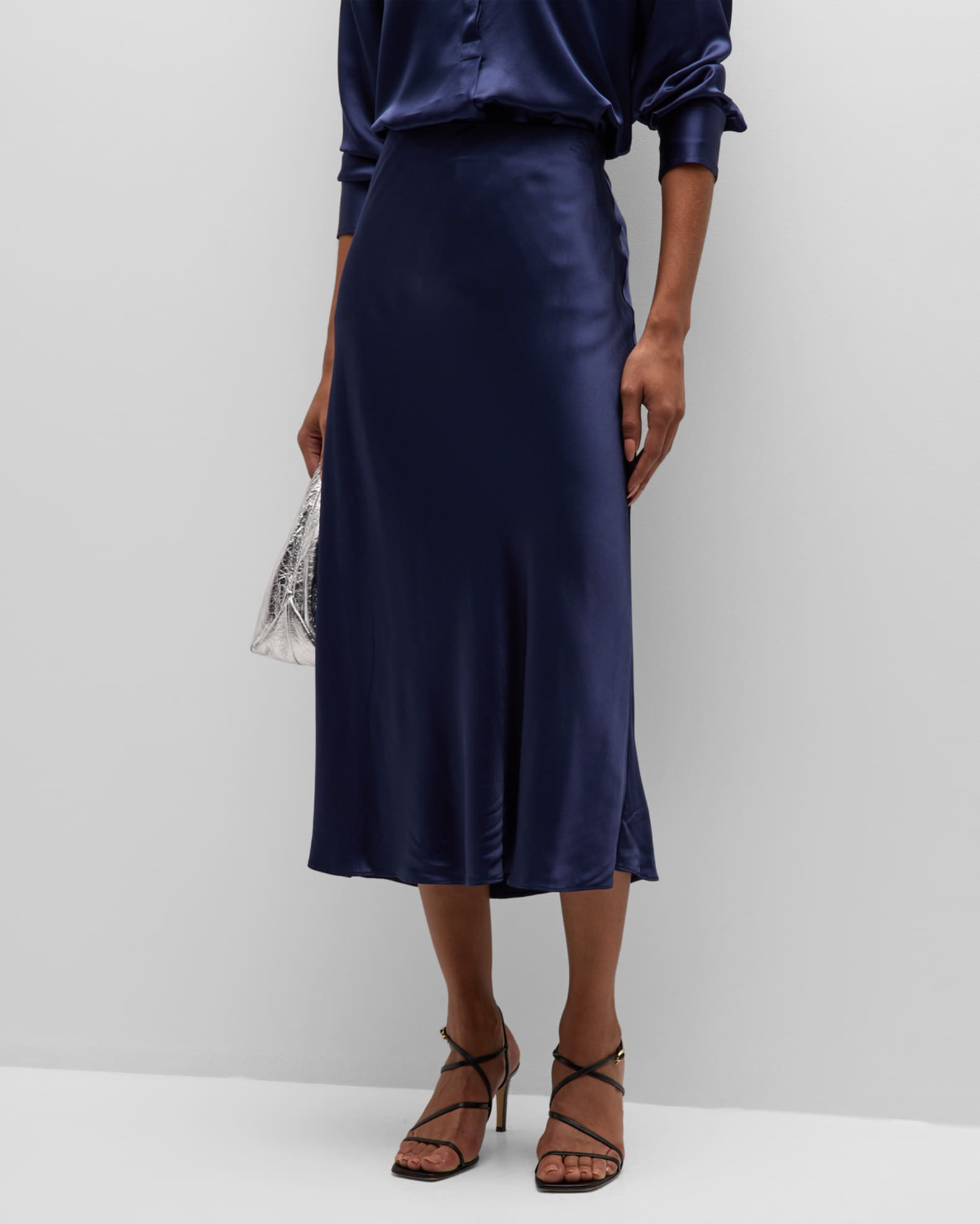 Anya Satin Midi Skirt | Neiman Marcus